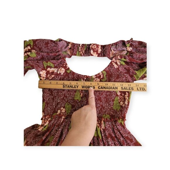 Free People l/s Summer Printed Dress Brown Floral XS - Picture 14 of 15